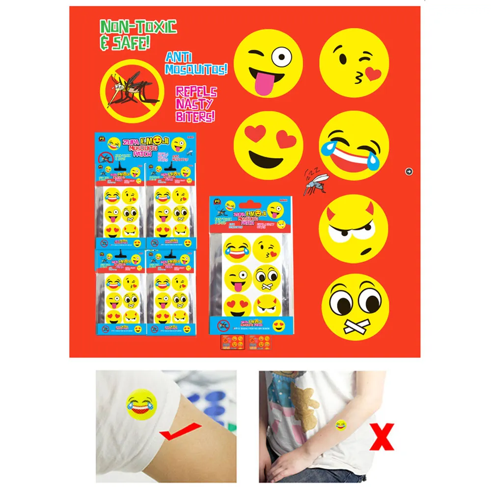 18 Pc Emoji Mosquito Patch Baby Repellent Sticker Protect Kids Natural Non Toxic
