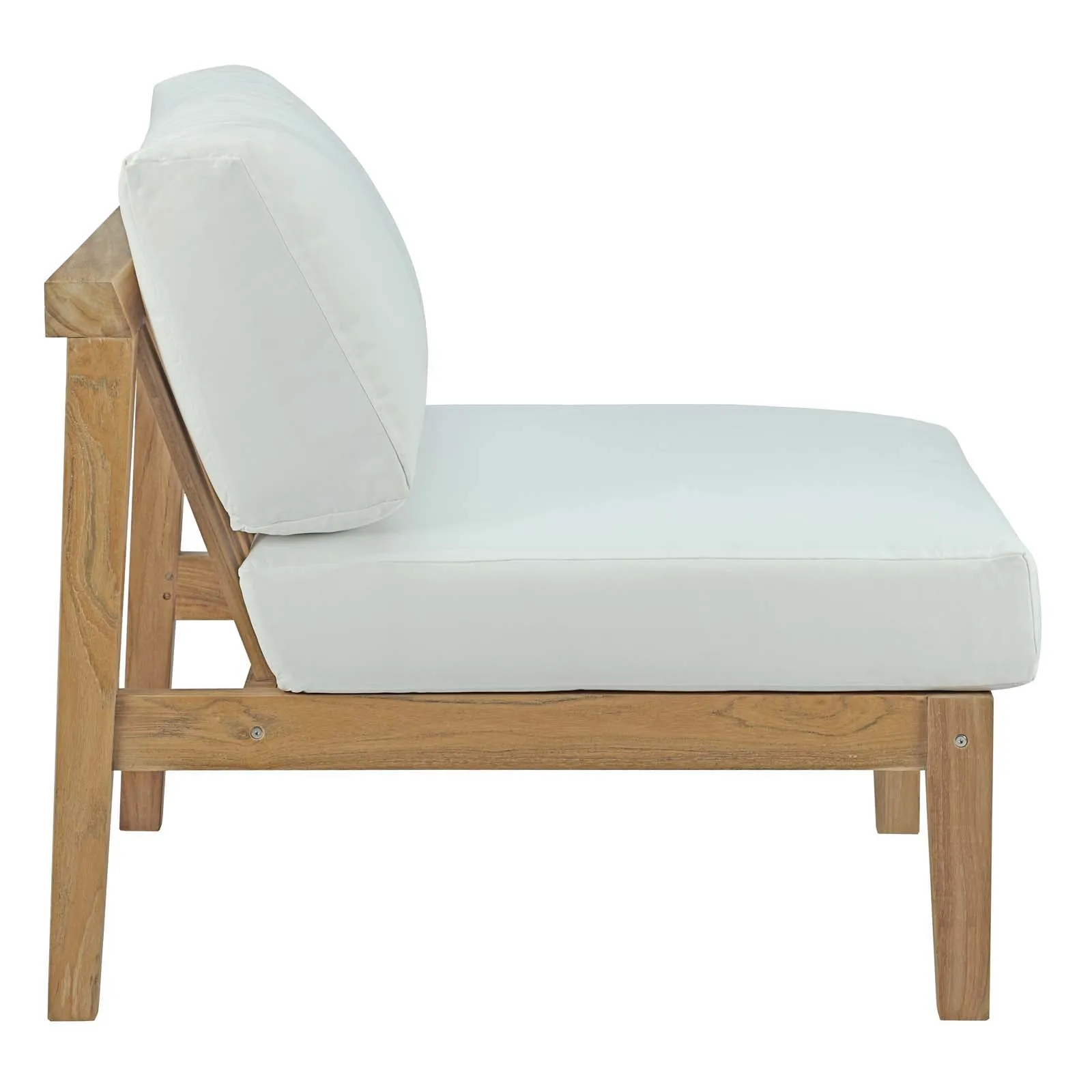 Bayport 4 Piece Outdoor Patio Teak Set Natural White EEI-3107-NAT-WHI-SET