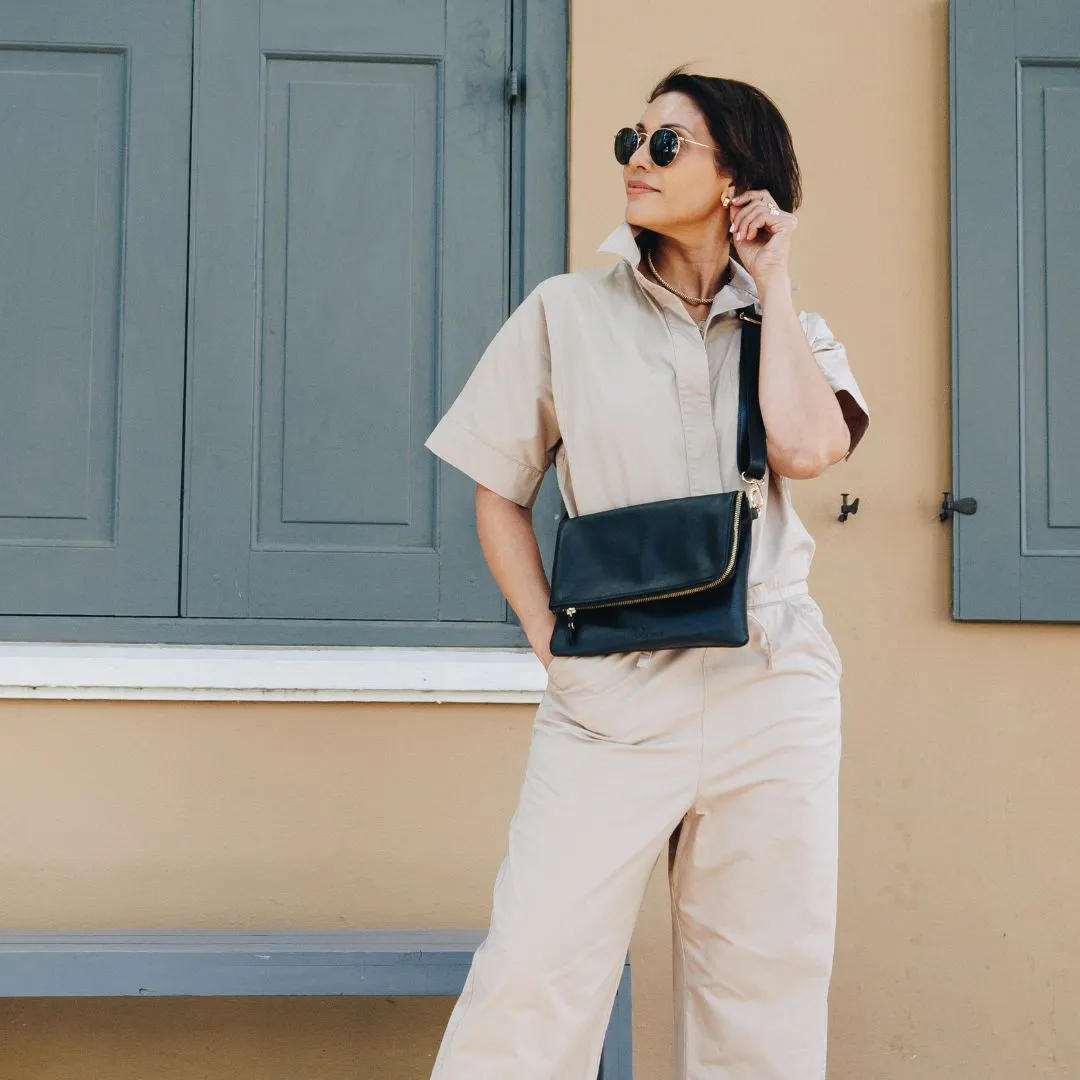 Black Convertible Clutch (w Gold Fittings)