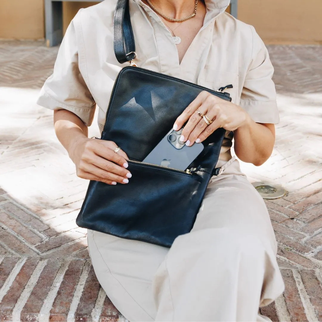 Black Convertible Clutch (w Gold Fittings)