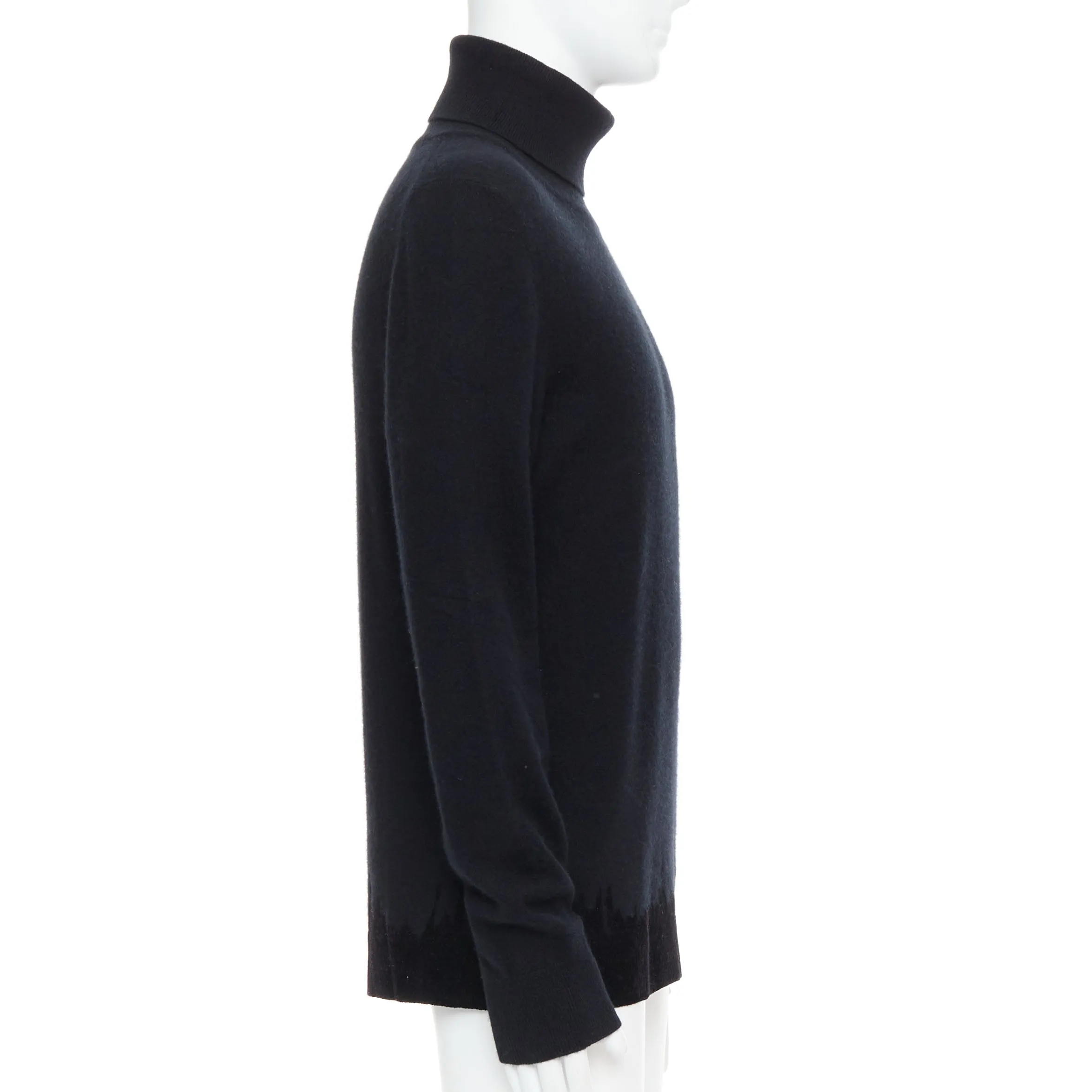 BOTTEGA VENETA 100% cashmere black degrade gradient velvet turtleneck top IT50 L