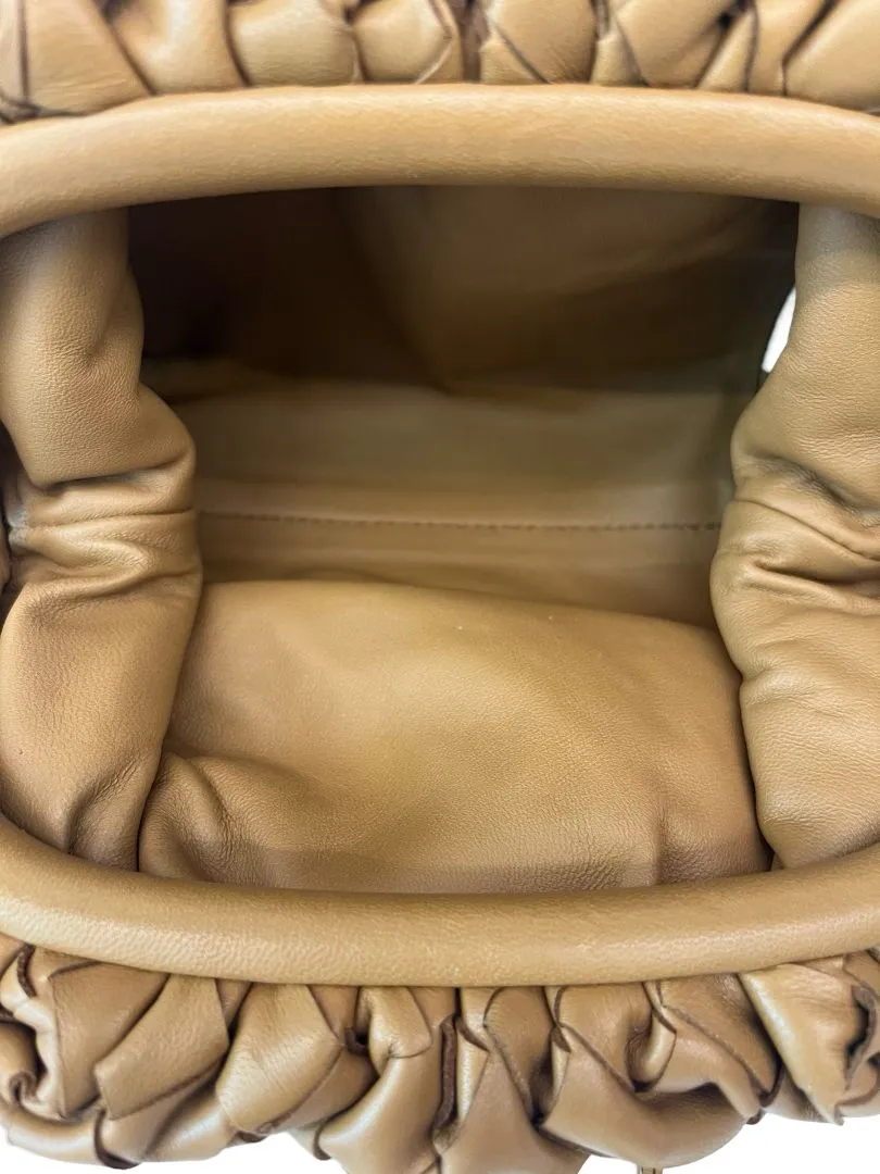 Bottega Veneta Camel Lambskin Pouch Mini Intrecciato Bag