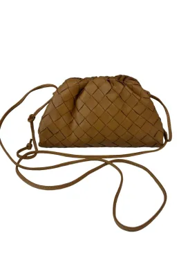Bottega Veneta Camel Lambskin Pouch Mini Intrecciato Bag