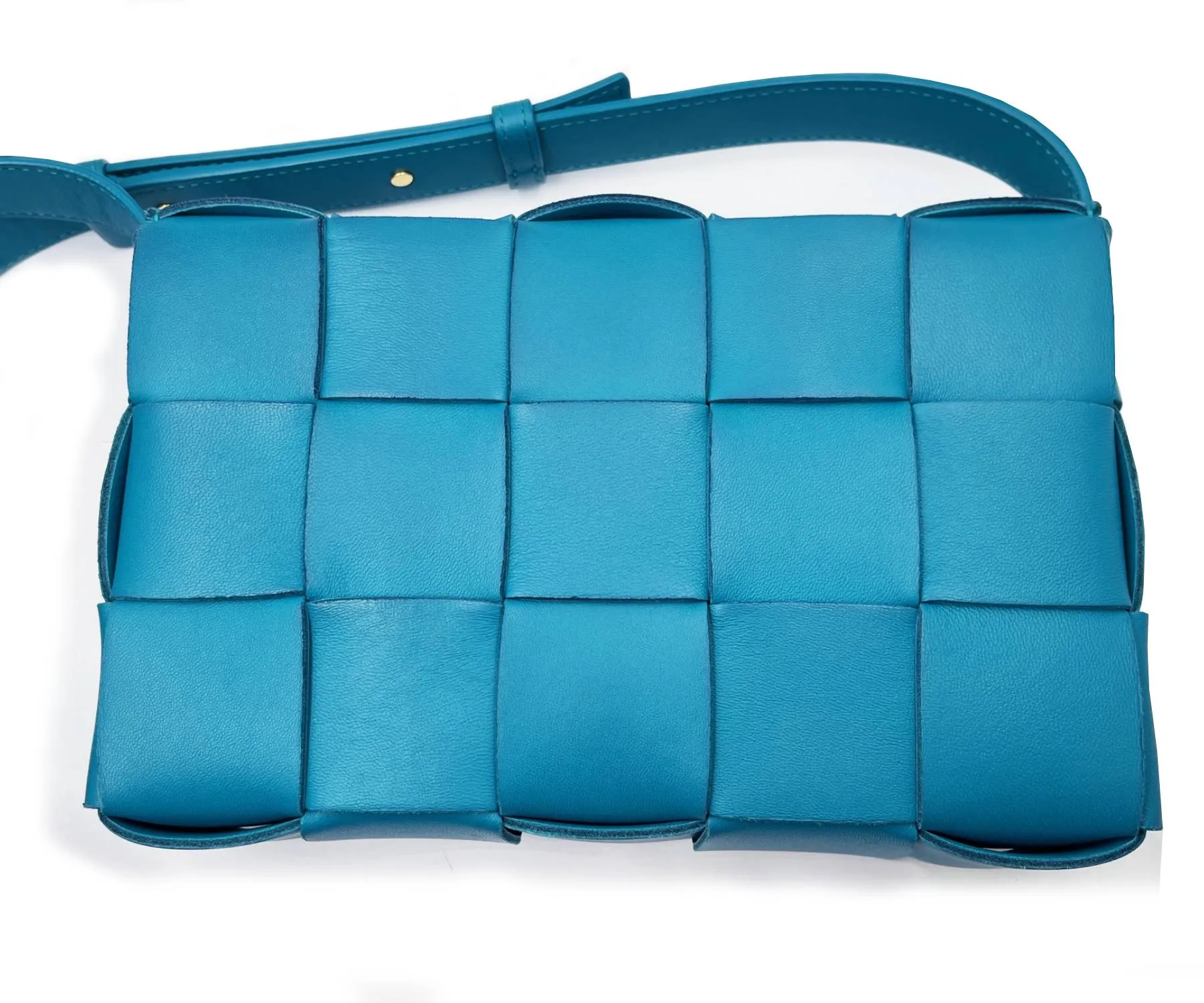 BOTTEGA VENETA Turquoise Cassette Leather Crossbody Bag