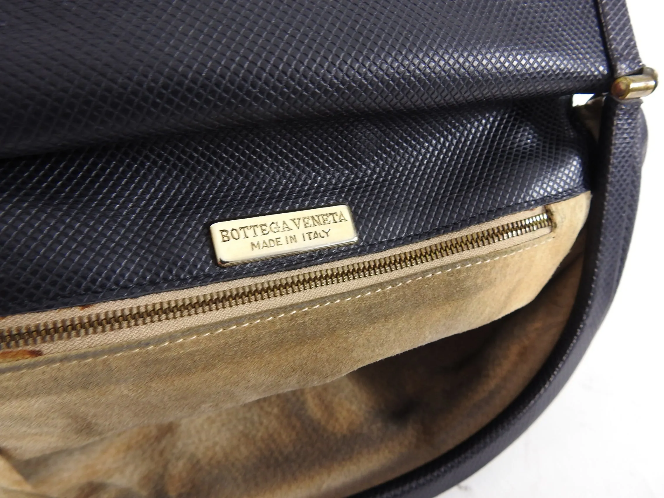 Bottega Veneta Vintage 1980's Large Black Leather Creel Crossbody Bag