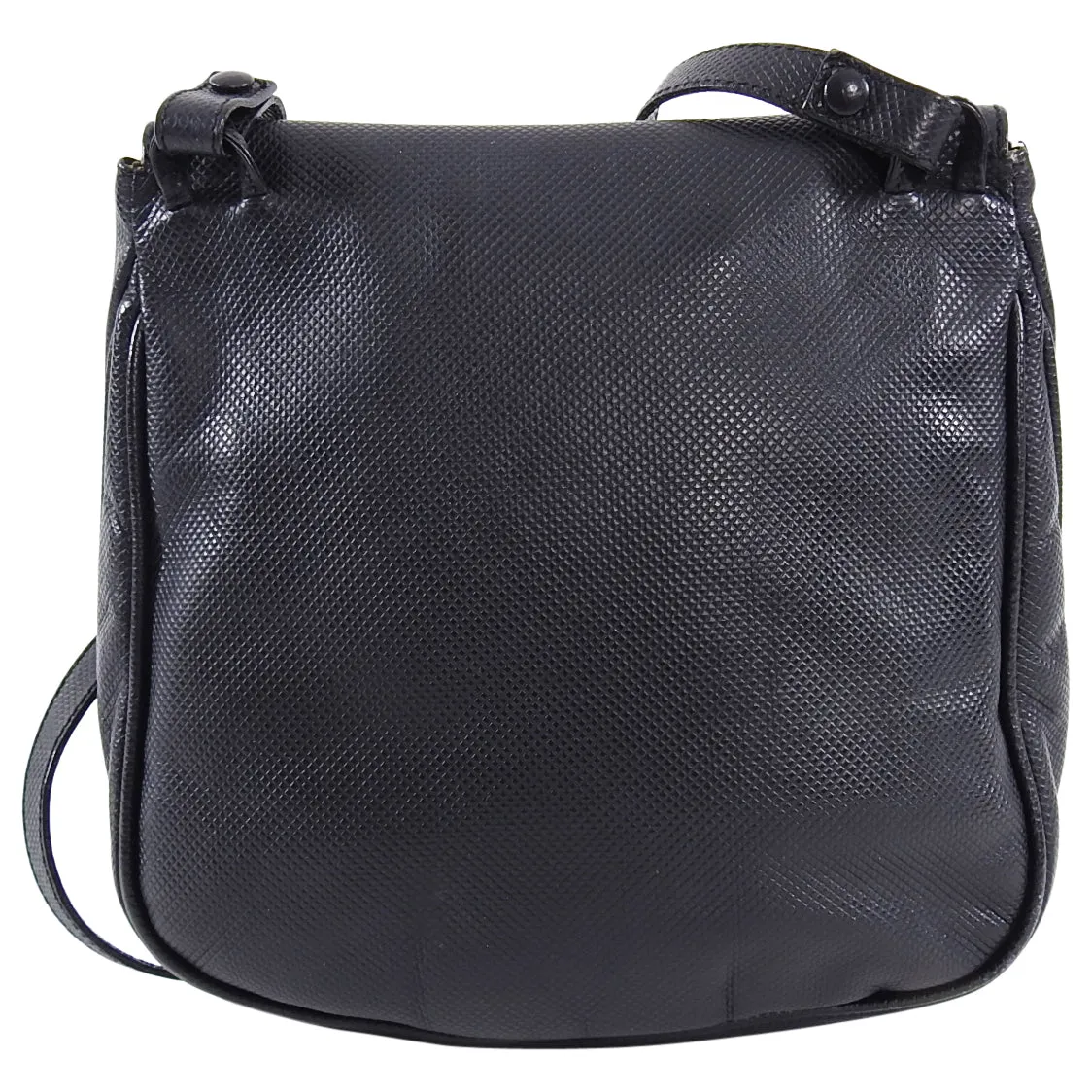 Bottega Veneta Vintage 1980's Large Black Leather Creel Crossbody Bag