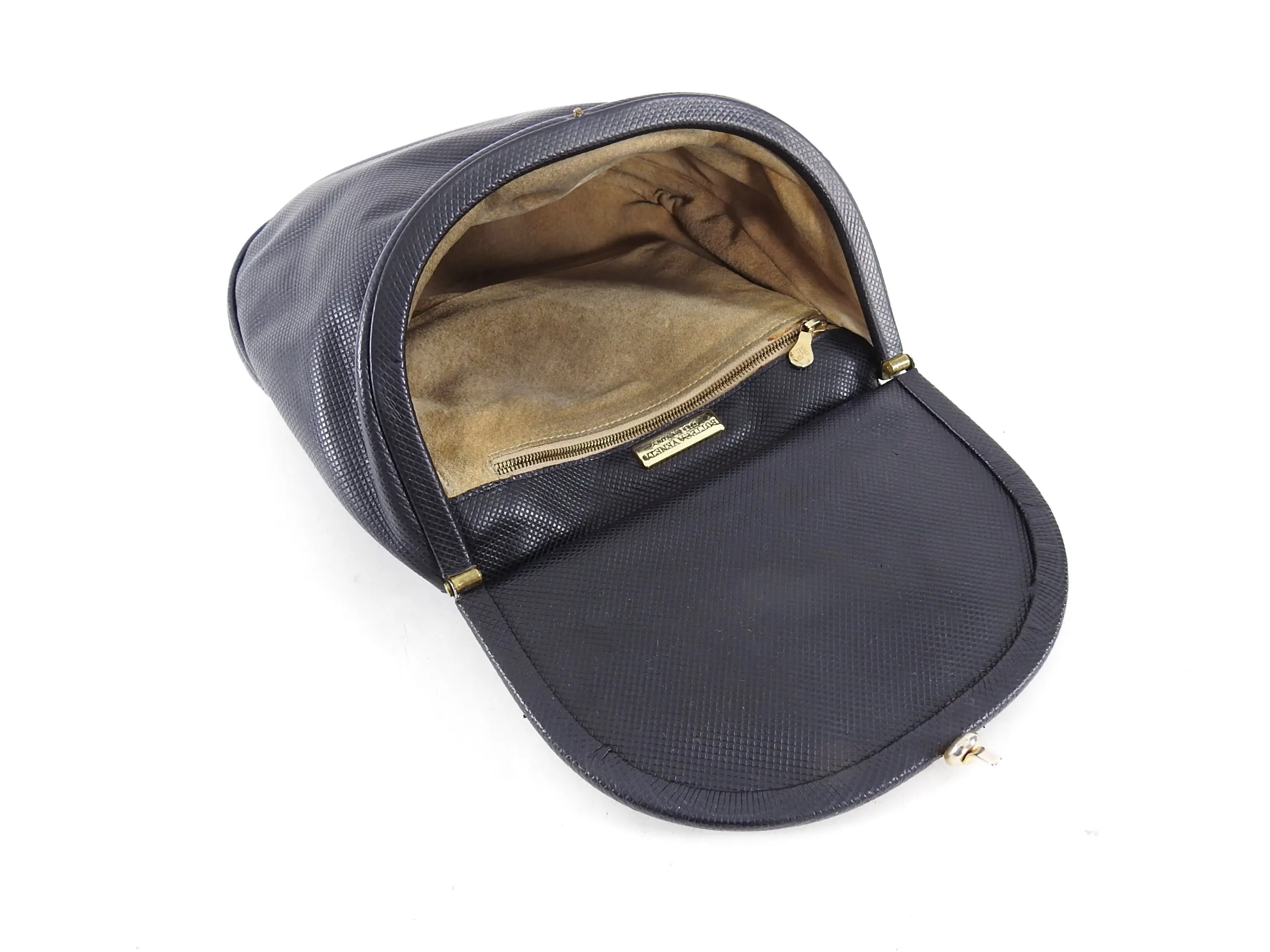 Bottega Veneta Vintage 1980's Large Black Leather Creel Crossbody Bag