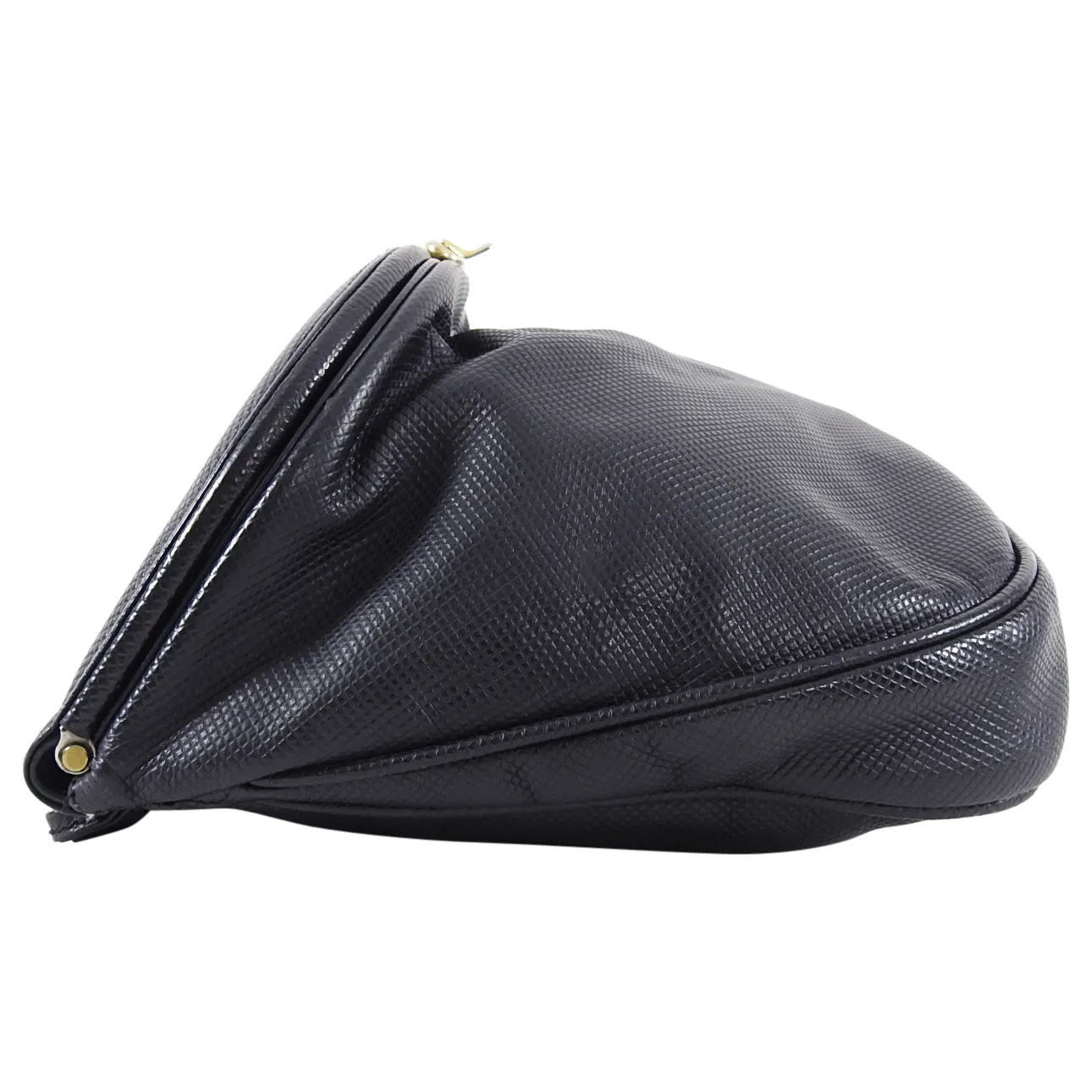Bottega Veneta Vintage 1980's Large Black Leather Creel Crossbody Bag