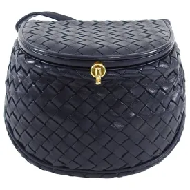 Bottega Veneta Vintage Navy Intrecciato Leather Small Creel Crossbody Bag