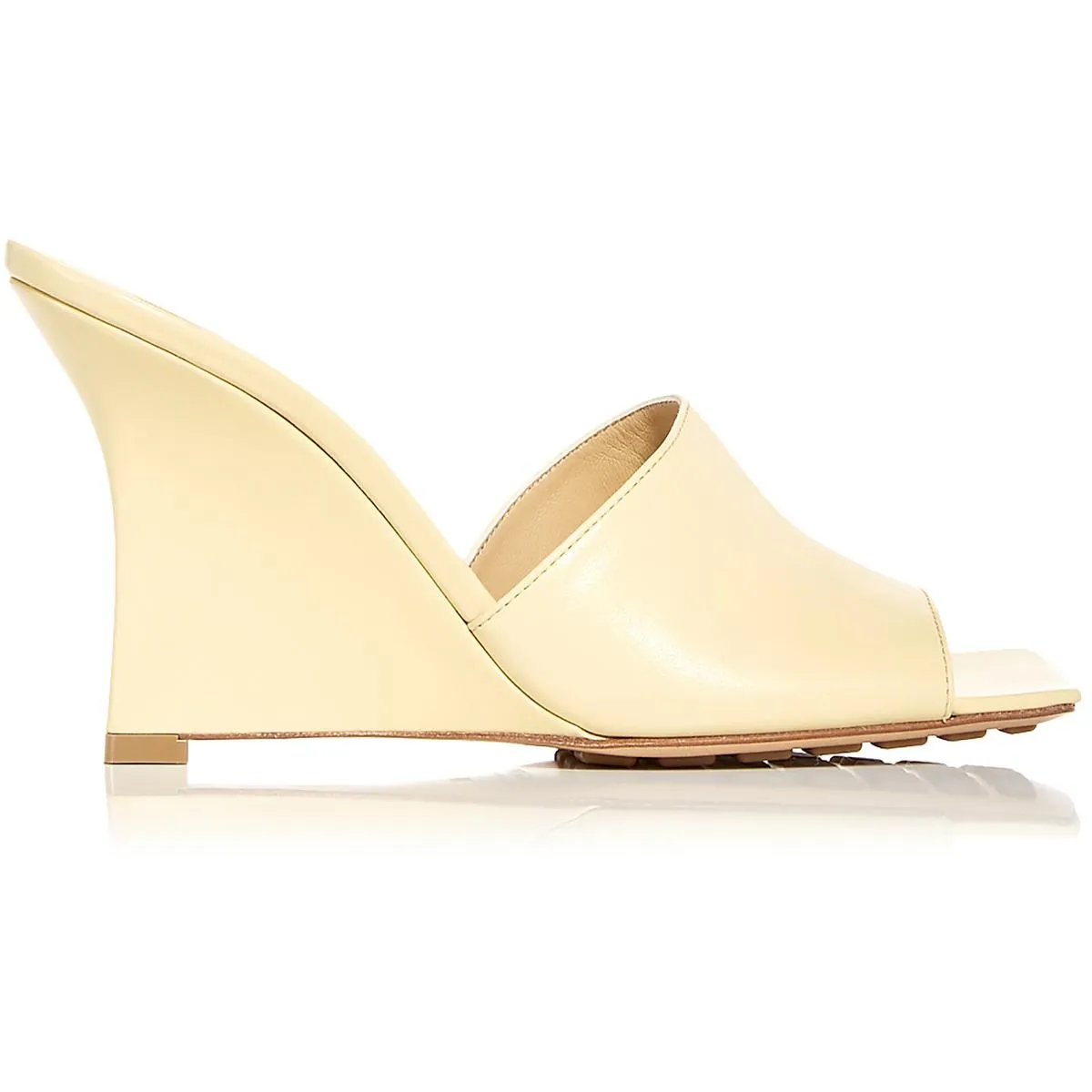Bottega Veneta Womens Leather Slip On Wedge Sandals