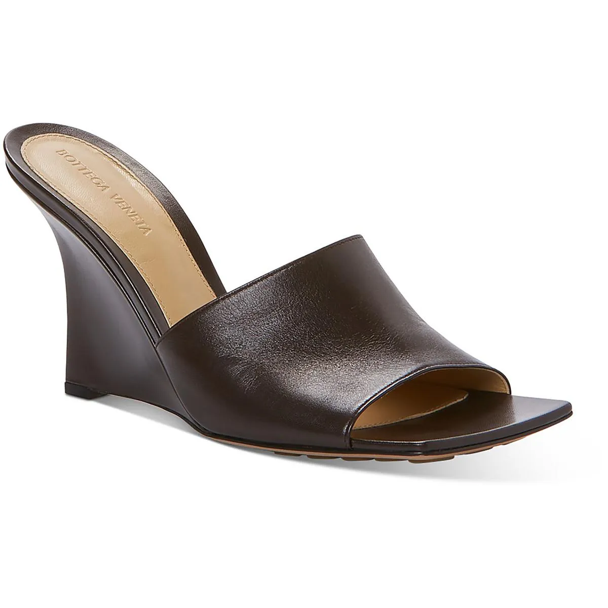 Bottega Veneta Womens Leather Slip On Wedge Sandals