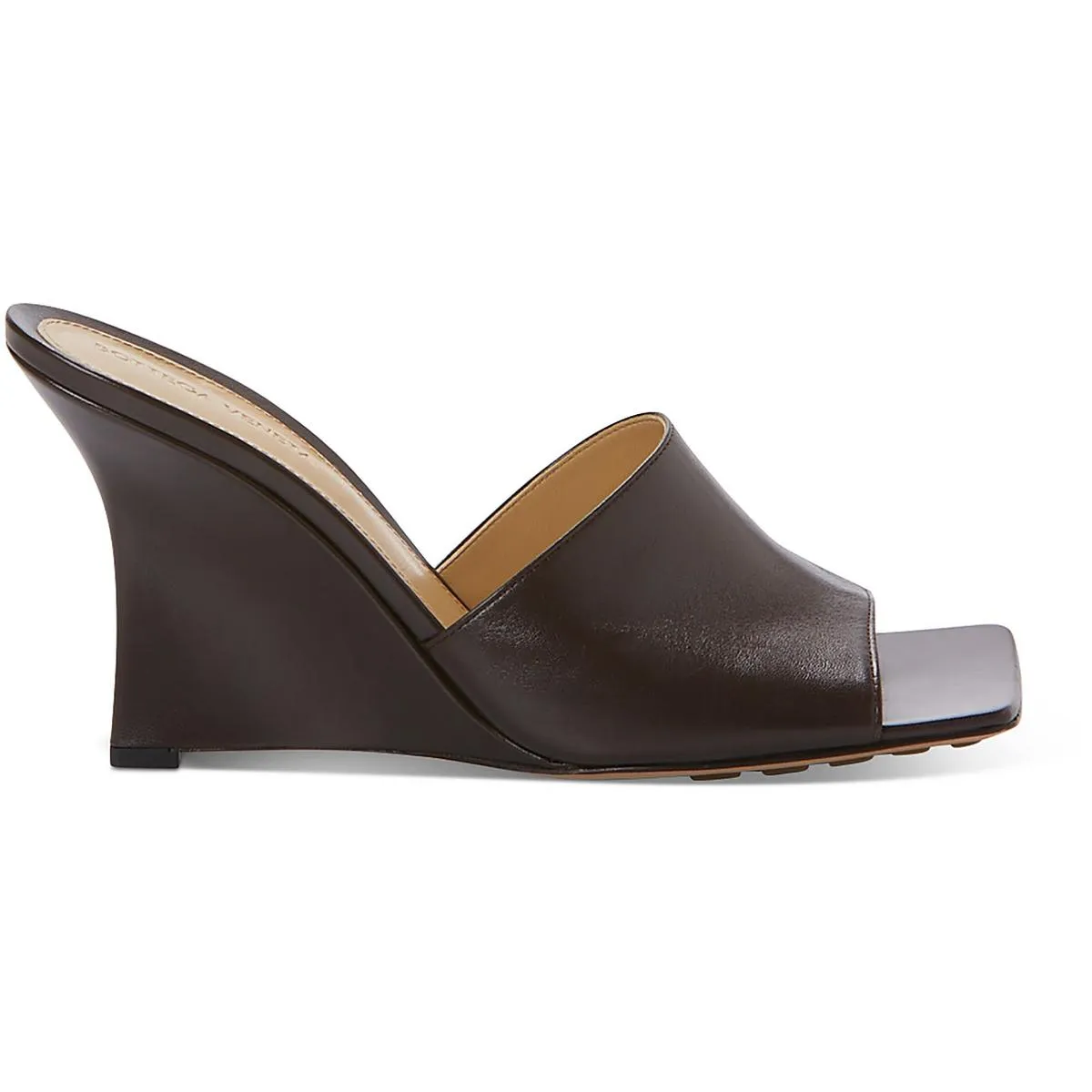 Bottega Veneta Womens Leather Slip On Wedge Sandals