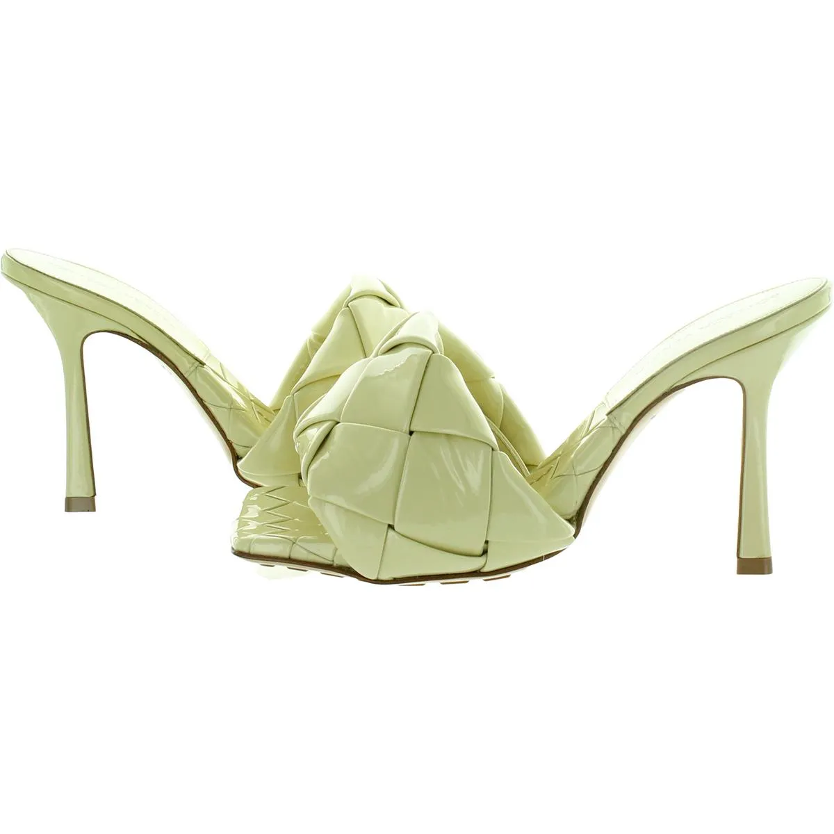 Bottega Veneta Womens Patent Leather Woven Pumps
