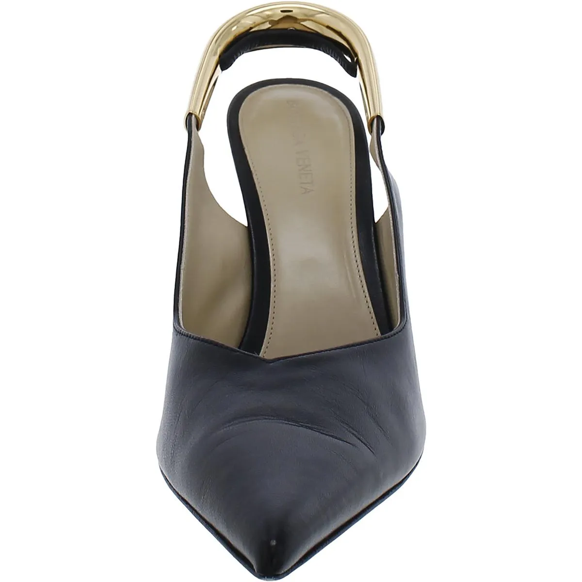 Bottega Veneta Womens Punta Leather Pointed Toe Slingback Heels