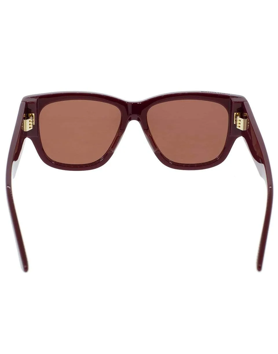 Burgundy Square Sunglasses