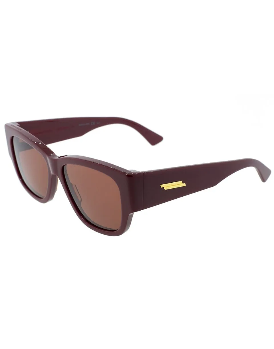 Burgundy Square Sunglasses