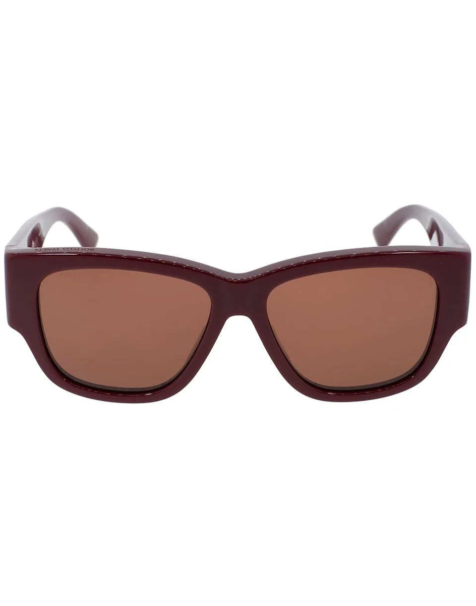 Burgundy Square Sunglasses