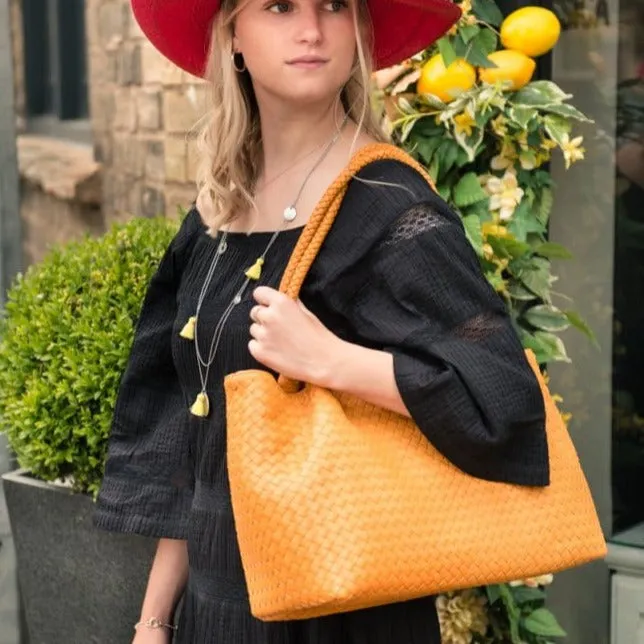 Cassidy Woven Slouchy Bag - Yellow