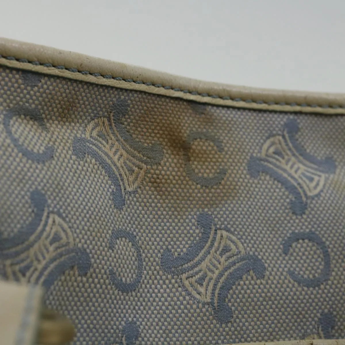 CELINE C Macadam Canvas Hand Bag Blue White Auth yk11413