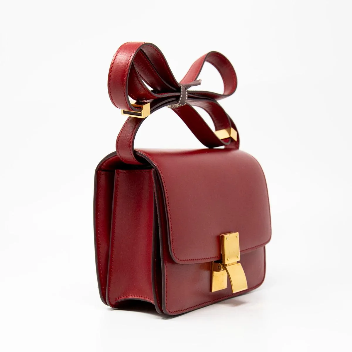 Celine Dark Red Small Box Bag