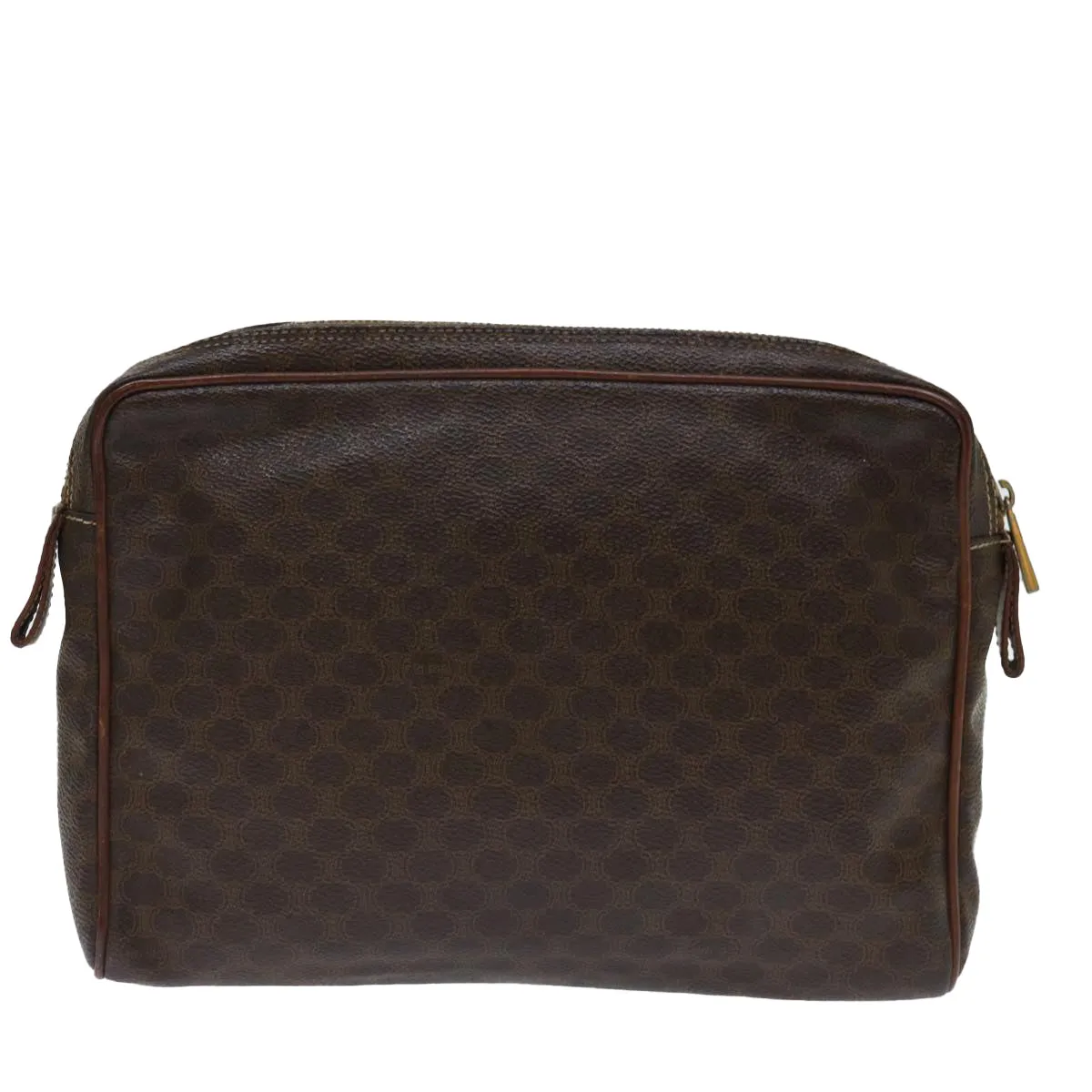 CELINE Macadam Canvas Clutch Bag PVC Brown Auth bs13453