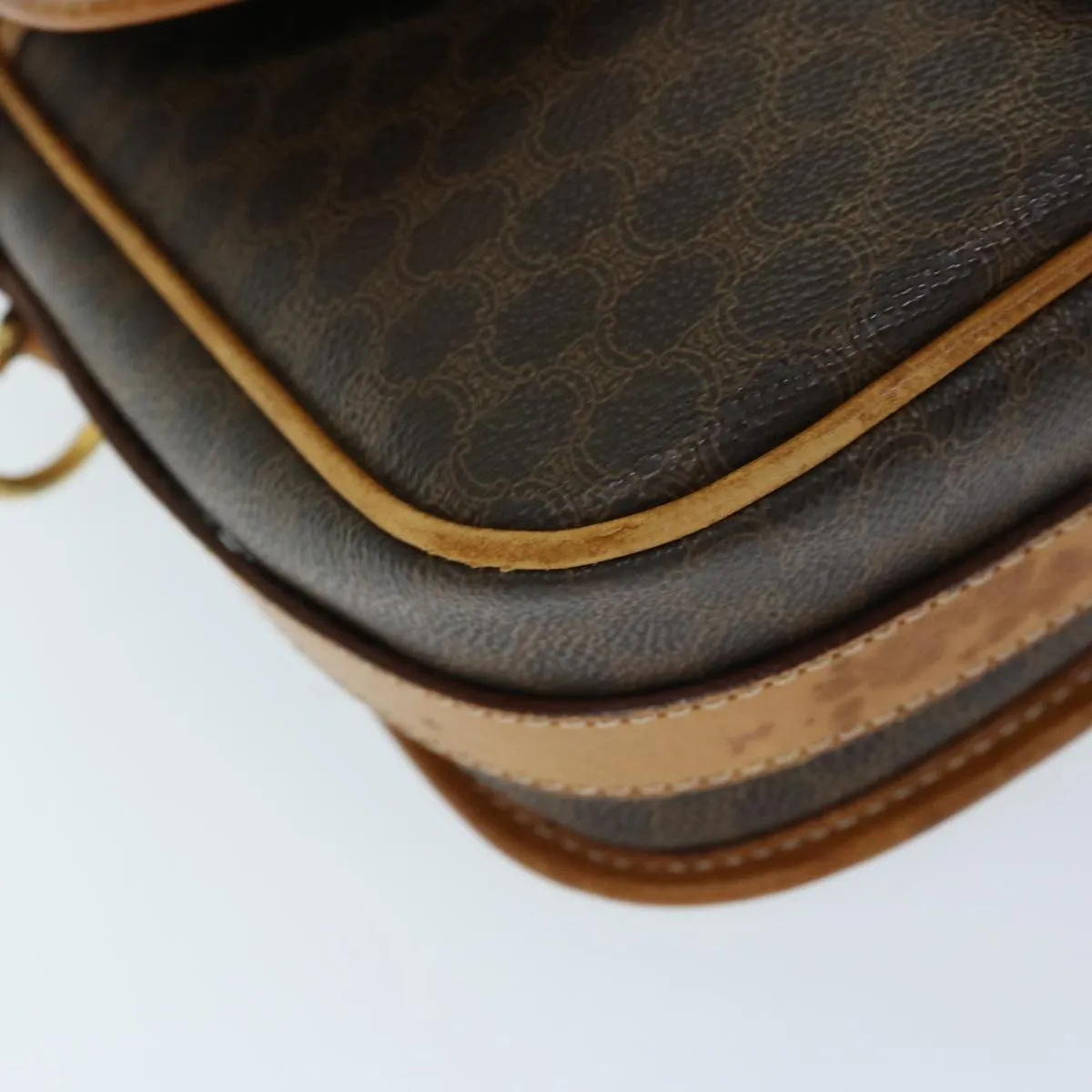 CELINE Macadam Canvas Shoulder Bag PVC Brown Auth ep3765