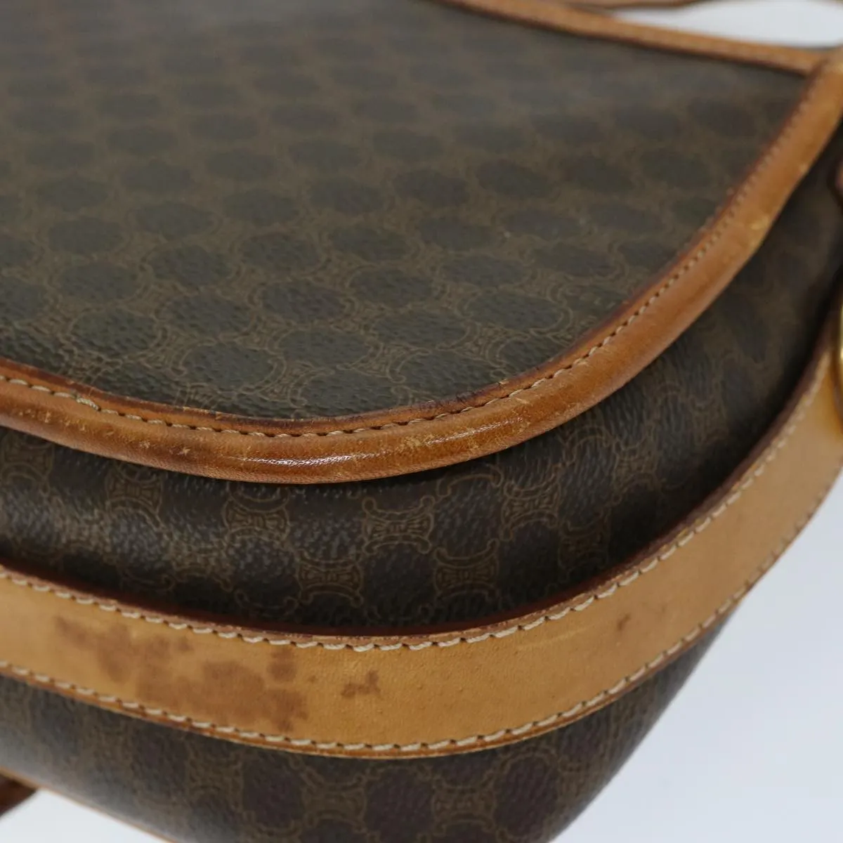 CELINE Macadam Canvas Shoulder Bag PVC Brown Auth ep3765