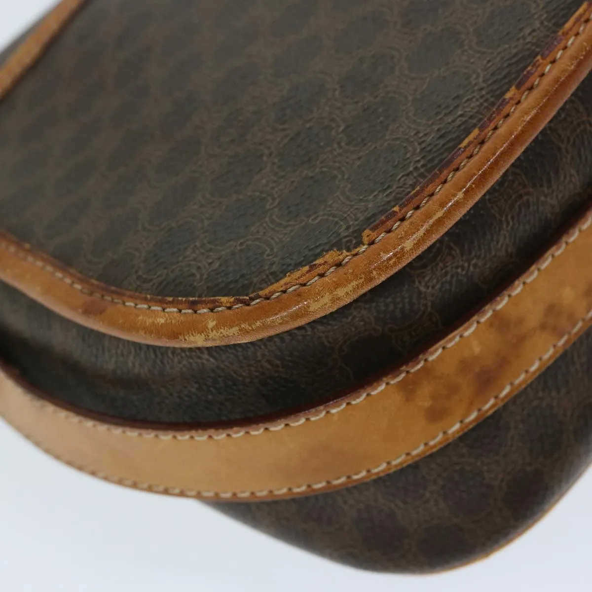 CELINE Macadam Canvas Shoulder Bag PVC Brown Auth ep3765