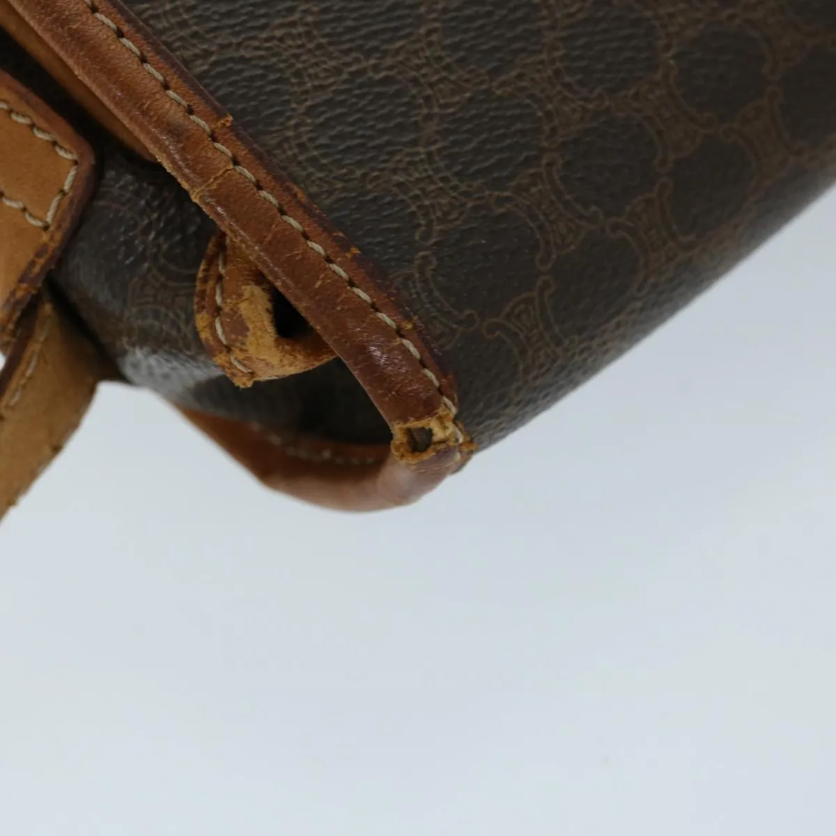 CELINE Macadam Canvas Shoulder Bag PVC Brown Auth ep3765