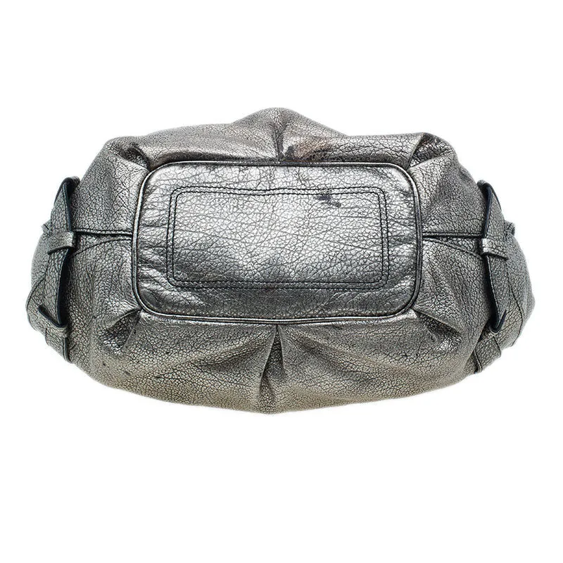 Celine Metallic Silver Leather Large Bittersweet Hobo