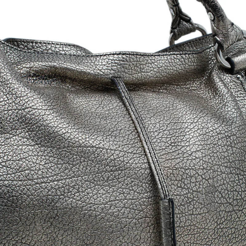 Celine Metallic Silver Leather Large Bittersweet Hobo
