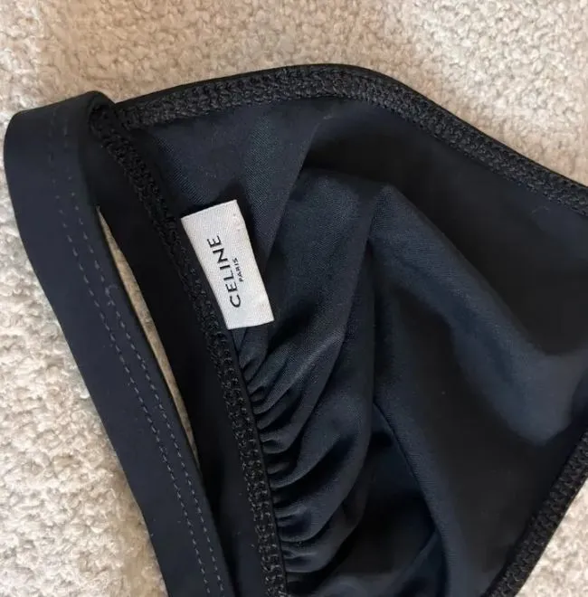 Celine two piece black bikini with triomphe logo detail   Size small
