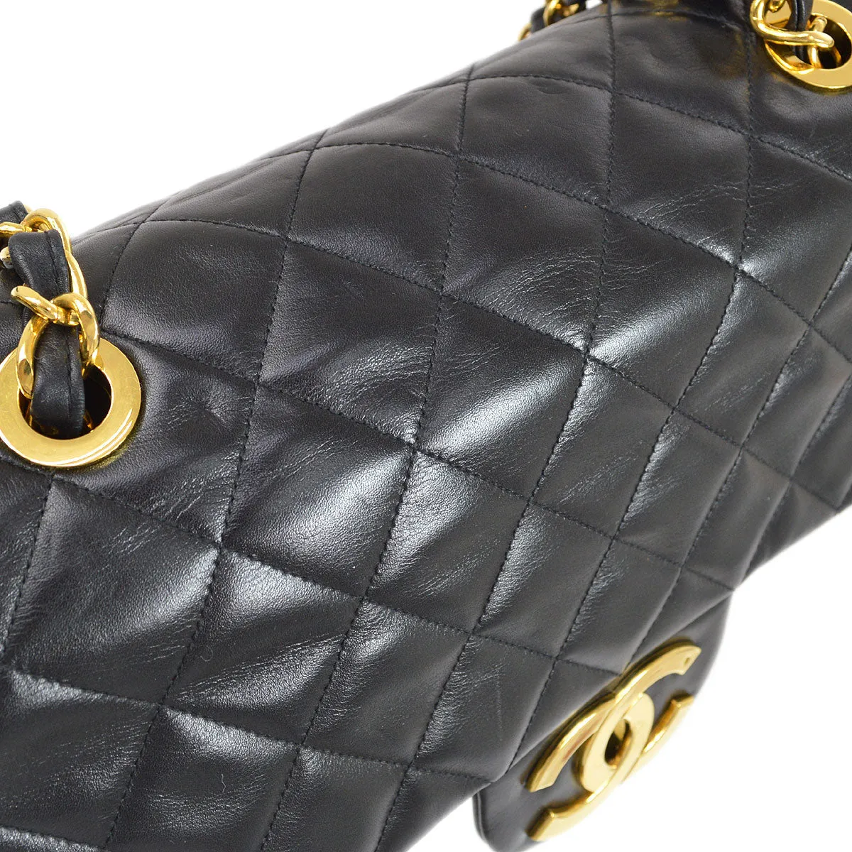 Chanel 1991-1994 Black Lambskin Classic Flap Maxi 75041