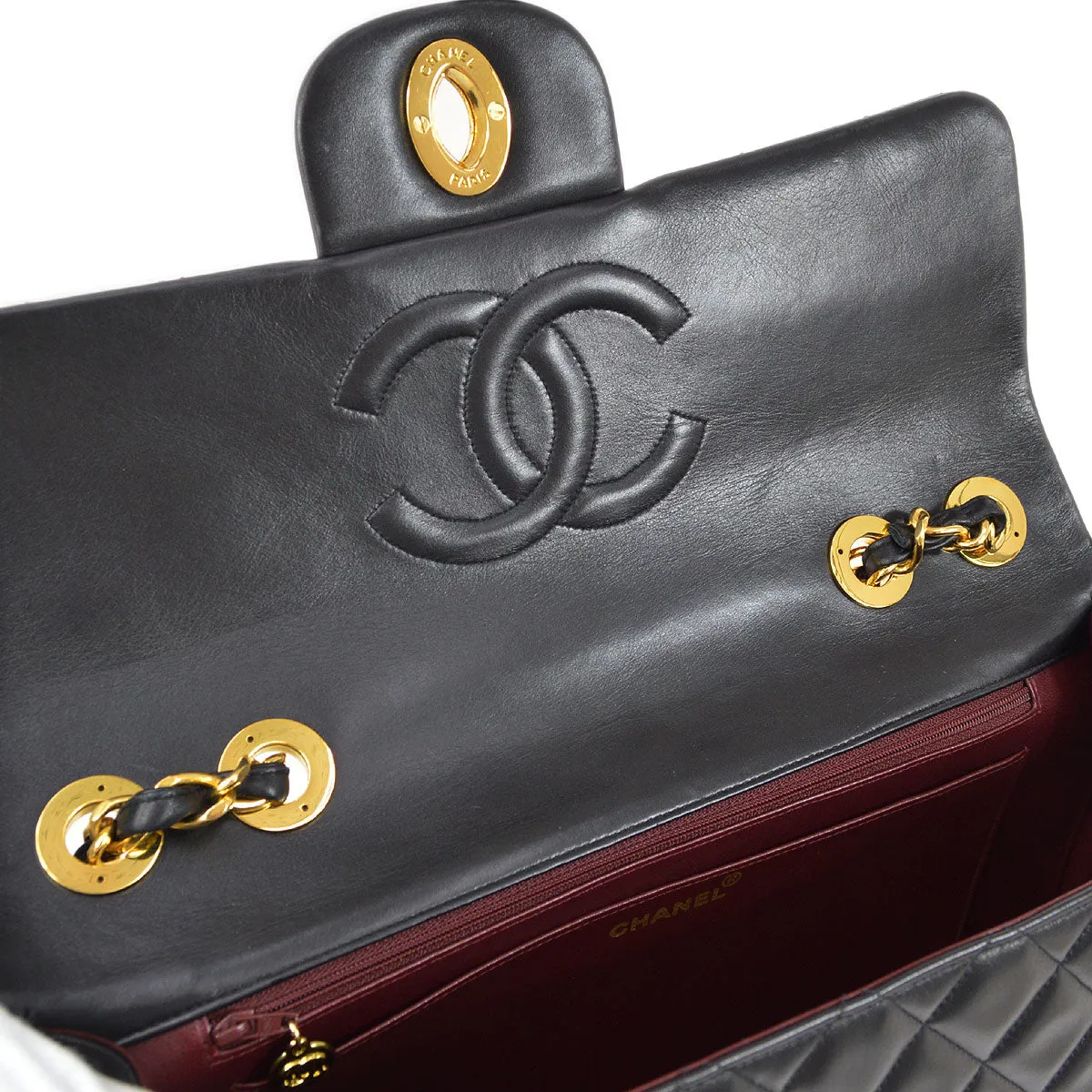 Chanel 1991-1994 Black Lambskin Classic Flap Maxi 75041