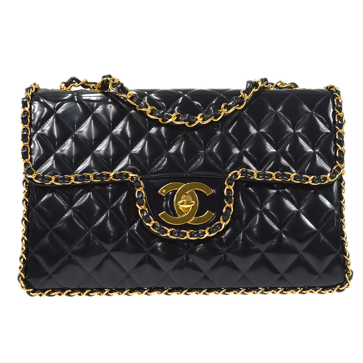 CHANEL Classic Flap Maxi Chain Shoulder Bag Black 26318