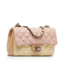 Chanel Small Lambskin Tricolor Single Flap Shoulder Bag