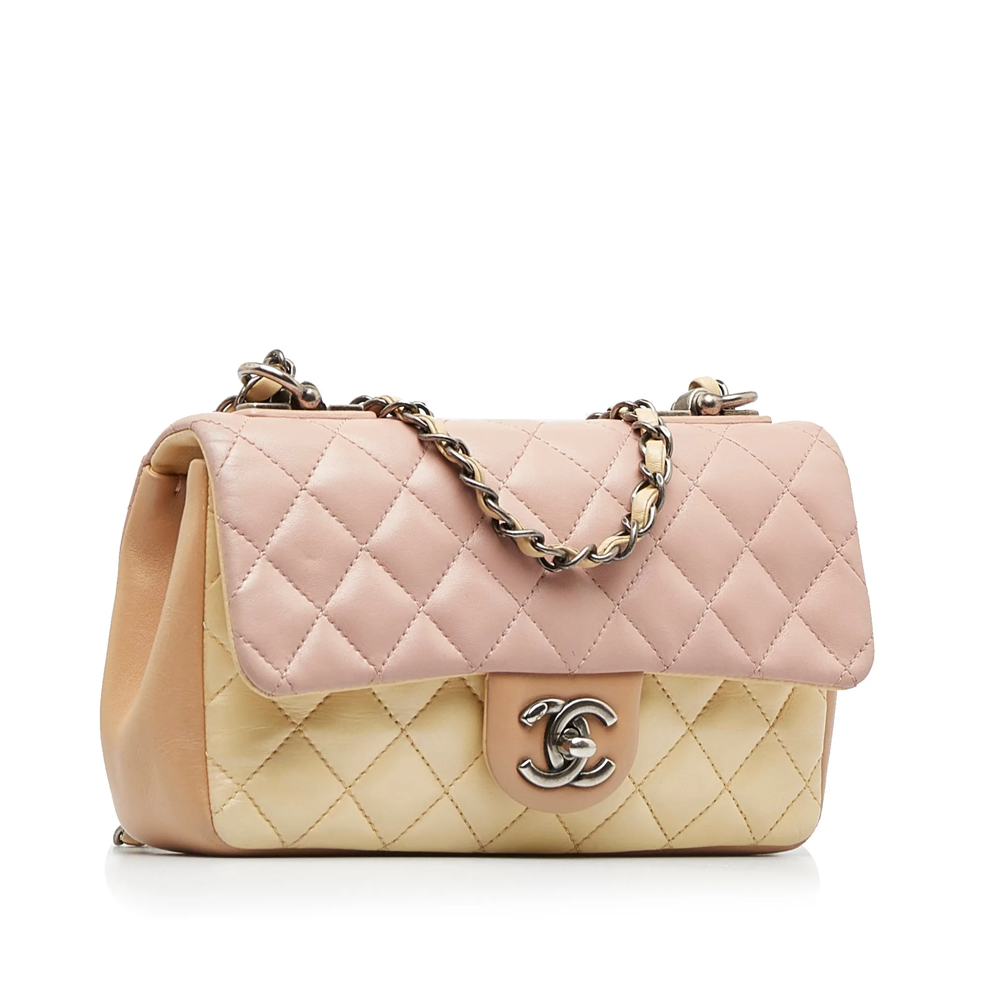 Chanel Small Lambskin Tricolor Single Flap Shoulder Bag
