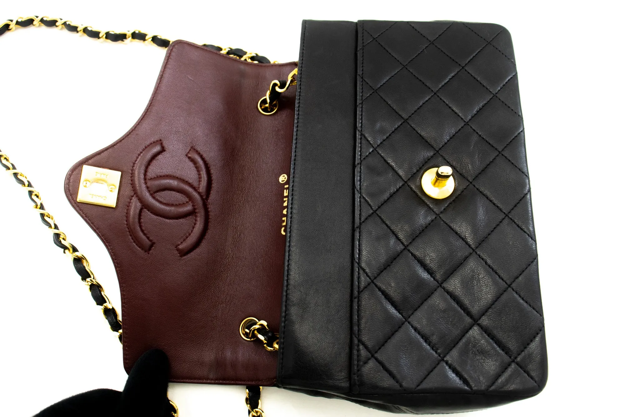 CHANEL Small Single Flap Chain Shoulder Bag Black Quilted Lambskin n03