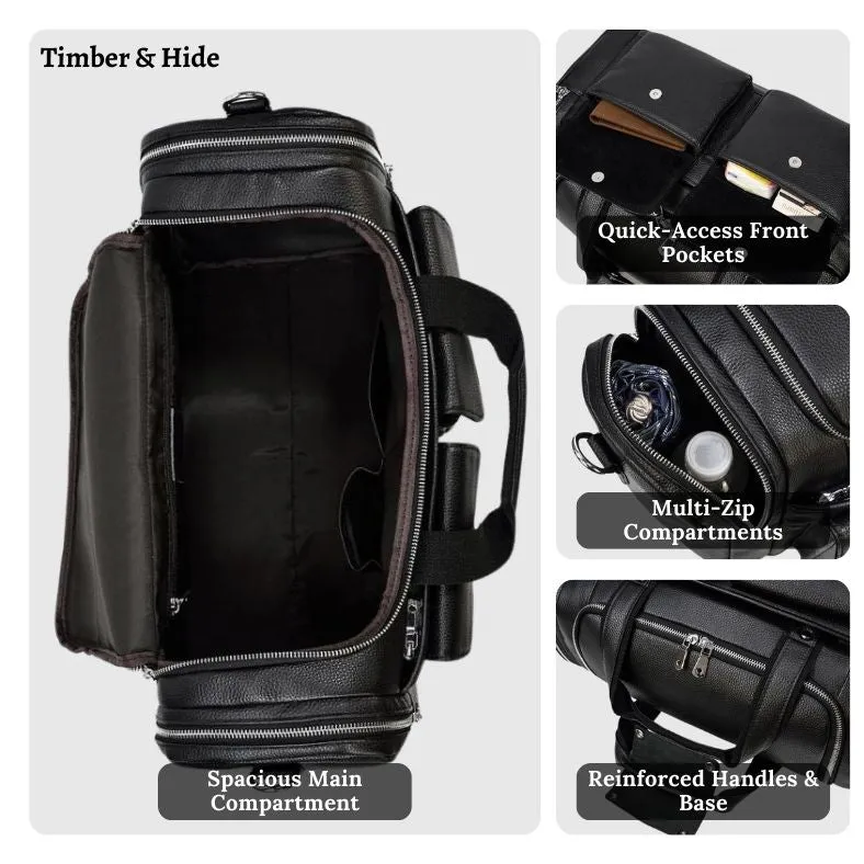 CHARLEROI | Black Leather Duffle Bag