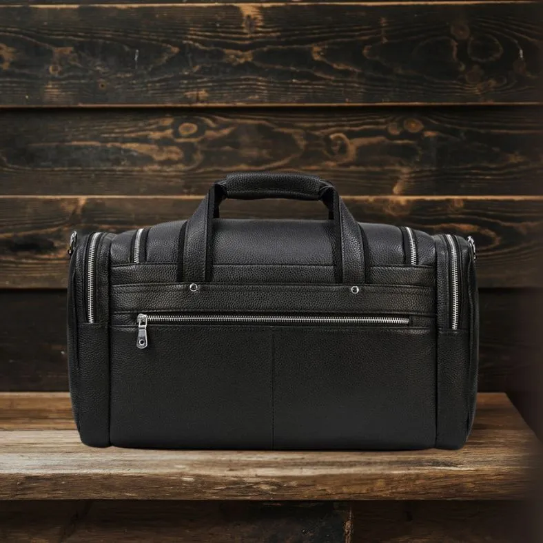 CHARLEROI | Black Leather Duffle Bag