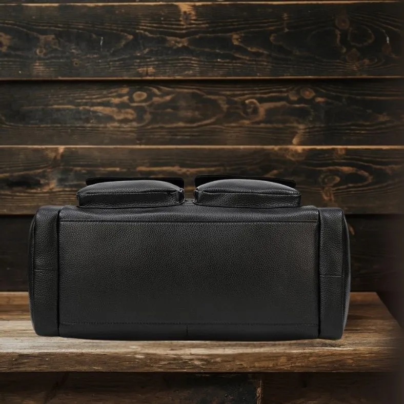 CHARLEROI | Black Leather Duffle Bag