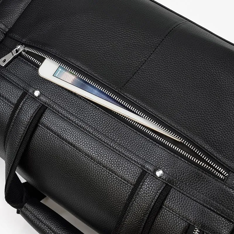 CHARLEROI | Black Leather Duffle Bag
