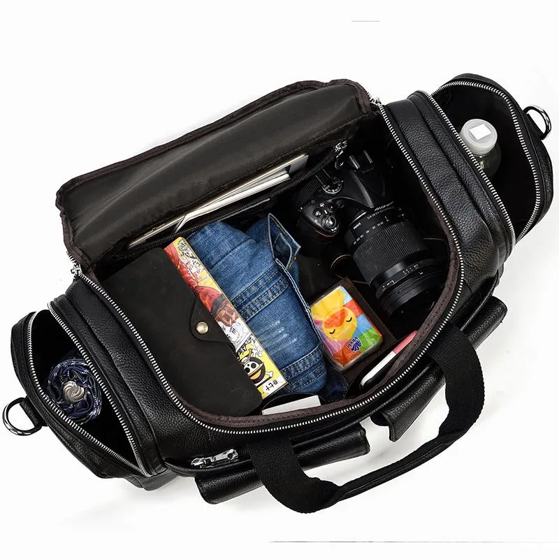 CHARLEROI | Black Leather Duffle Bag