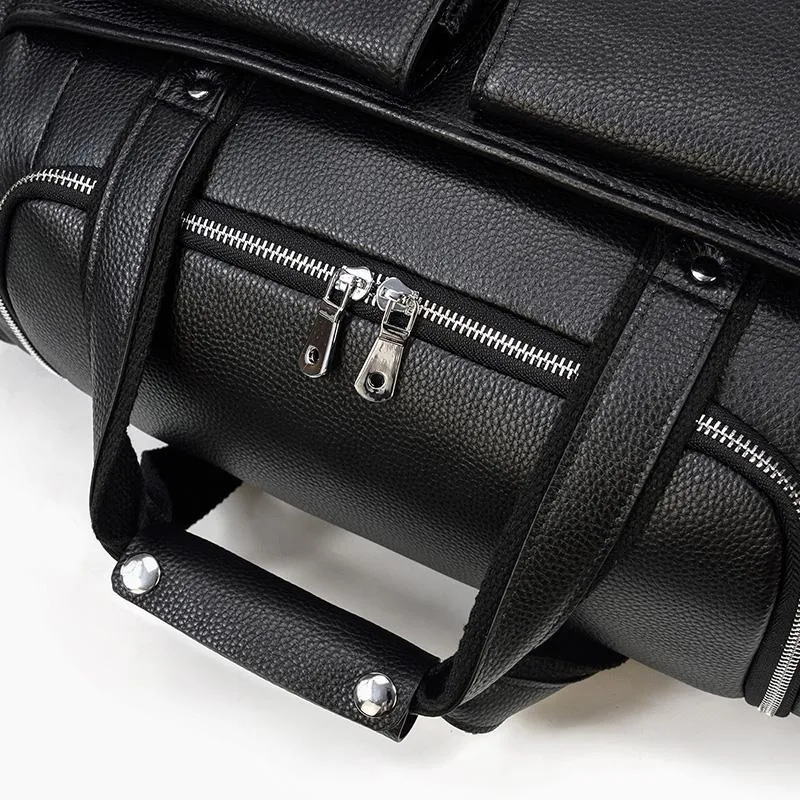 CHARLEROI | Black Leather Duffle Bag
