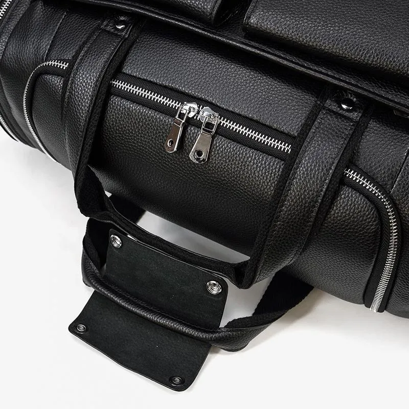 CHARLEROI | Black Leather Duffle Bag