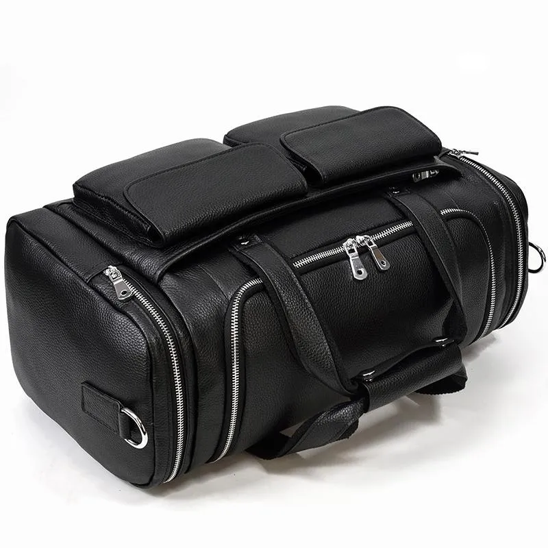 CHARLEROI | Black Leather Duffle Bag