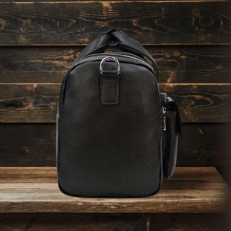 CHARLEROI | Black Leather Duffle Bag