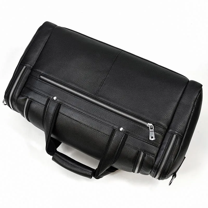 CHARLEROI | Black Leather Duffle Bag