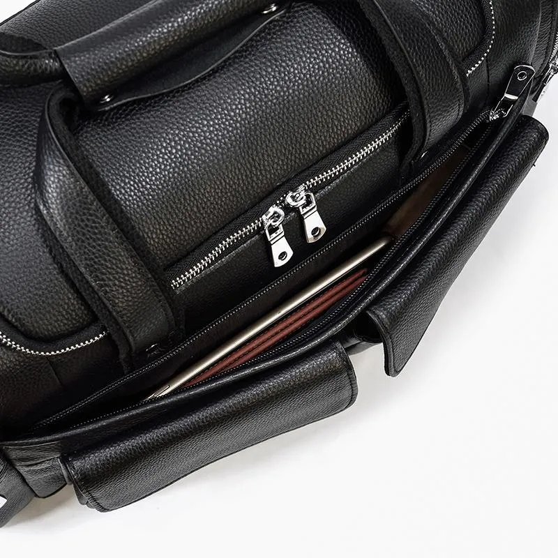 CHARLEROI | Black Leather Duffle Bag
