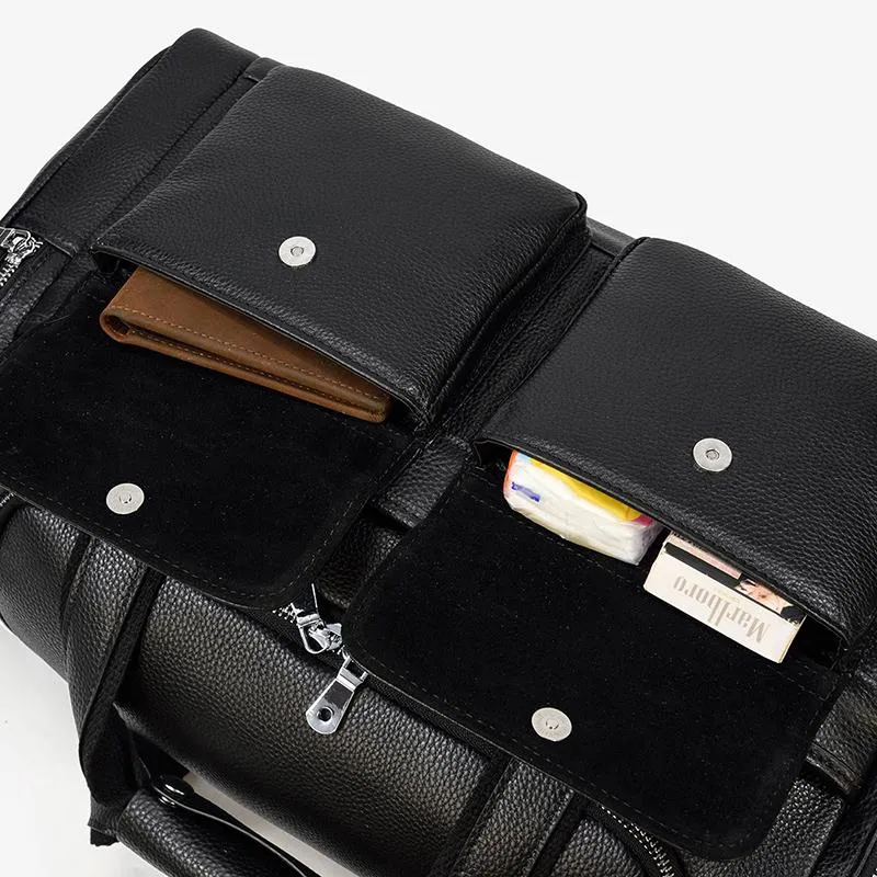 CHARLEROI | Black Leather Duffle Bag